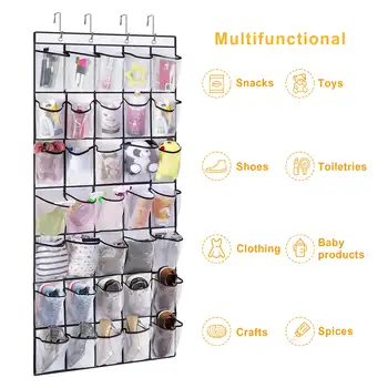 Over The Door Shoe Organizer, 35 Large Pockets Hanging Shoe Organizer, White 2