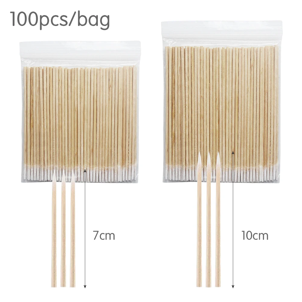 500/1000pcs Disposable Ultra-small Wood Cotton Swab Micro Brushes Cotton Thin Sticks Buds Eyelash Extension Glue Removing Tools