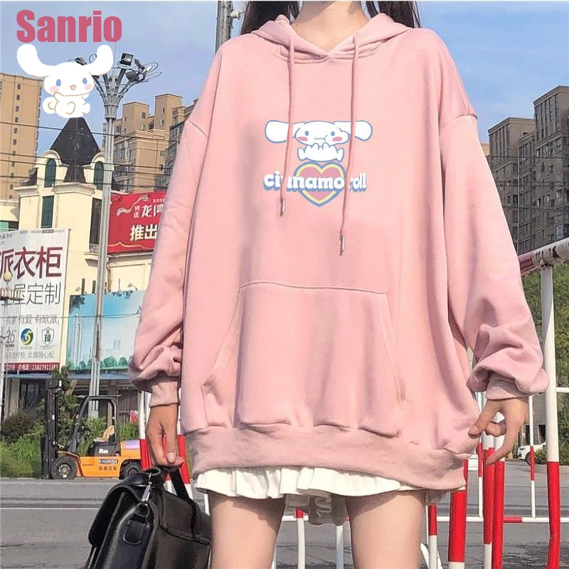 

Sanrio Cinnamoroll Kawaii мультфильм свитер спортивное пальто весна и осень новые модные Студенты свободные с капюшоном с длинными рукавами аниме топы