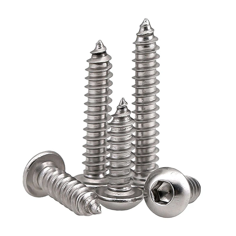 10-100pcs 304 Stainless Steel Round Pan Head Hex Socket Self Tapping Screws Wood Screw M2 M2.5 M3 M4 M5 M6