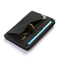 Quality PU Leather Mini Men Card Holder Wallets Zipper Coin Pocket Slim Magic Male Wallet Credit Bank Card Case Small Man Purses 4