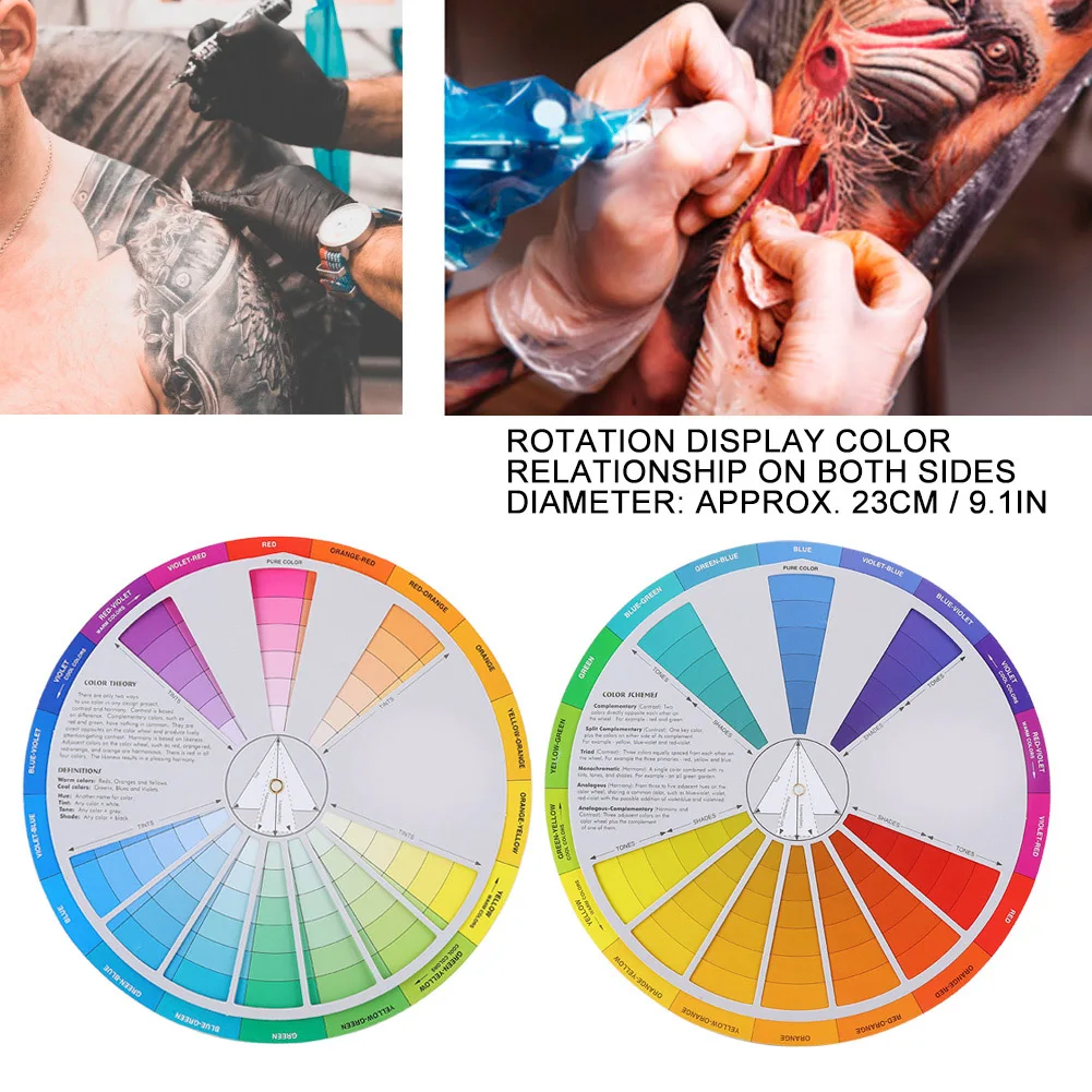 Tattoo Color Wheel Paper Card Pigment Mixing Guide Eyebrow Tattoo Accessory 23cm Dia for Artists Beginner