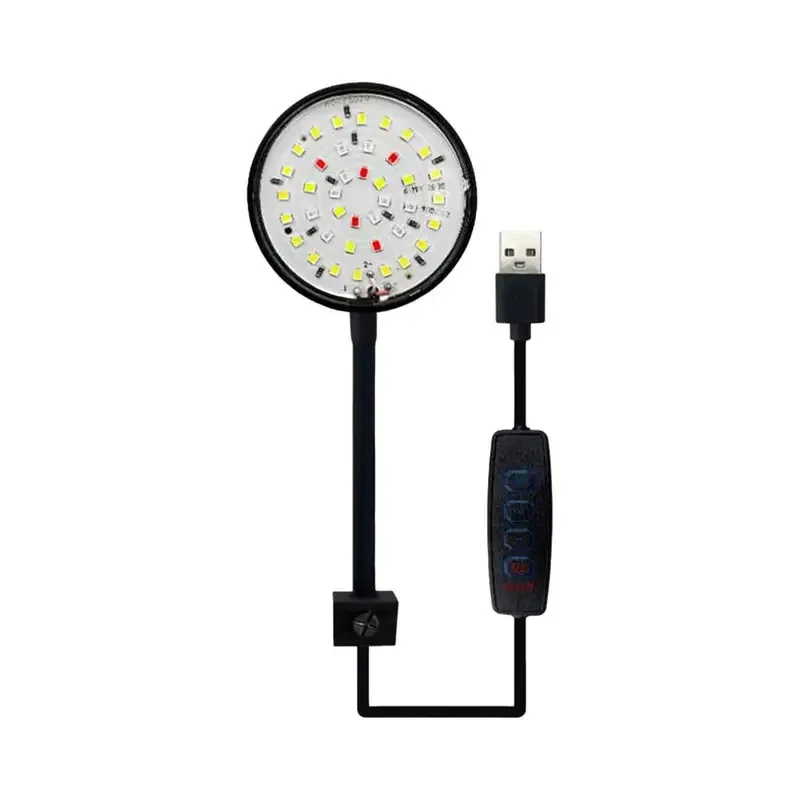Aquarium Light 5W/7W Fish Tank Clip Lamp USB Power LED Full Spectrum Waterproof Algae Lighting 360-degree Tank Light for Turtle Fish Tanks