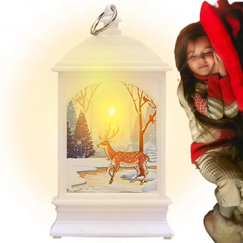 

Christmas Candles Light Led Lantern Light Vintage Castle Santa Snowman Hanging Lantern Lamp New Year Party Decoration