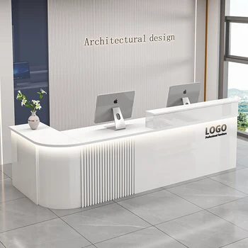 Bancone bar da ufficio professionale Banco reception dal design semplice e di lusso personalizzato Salone di bellezza Bancone Bar Lusso Mobili commerciali