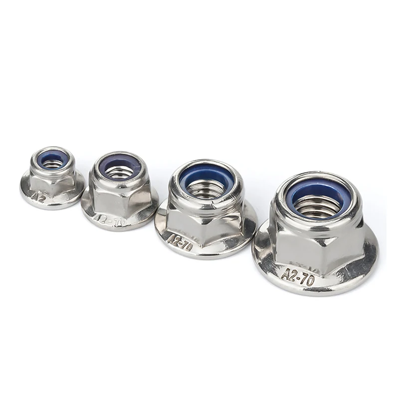 10-Pack M8 X 1.25 Stainless Steel Hex Flange Nylon Insert Lock Nuts – DIN 6926, 18-8 A2, Bright Finish, Serrated Flange