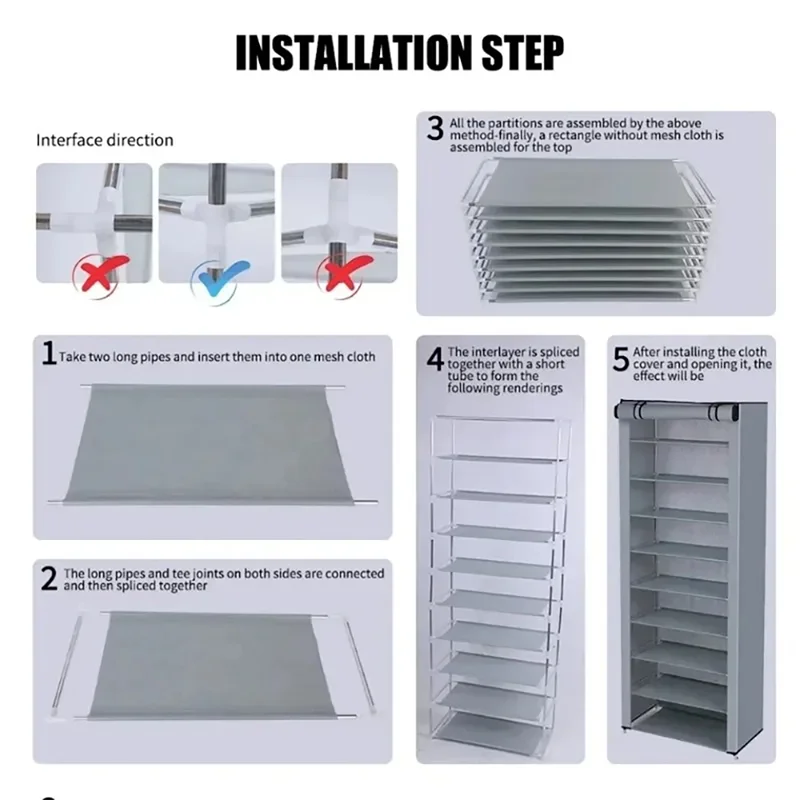 Dustproof Shoe Storage Rack 8/6 Layers For Home Hallway