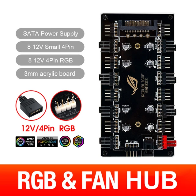 PWM & RGB LED Controller PC Fan Hub 10 Ports 12V 4pin/3 Pin Cooling & 5V  3Pin - AliExpress