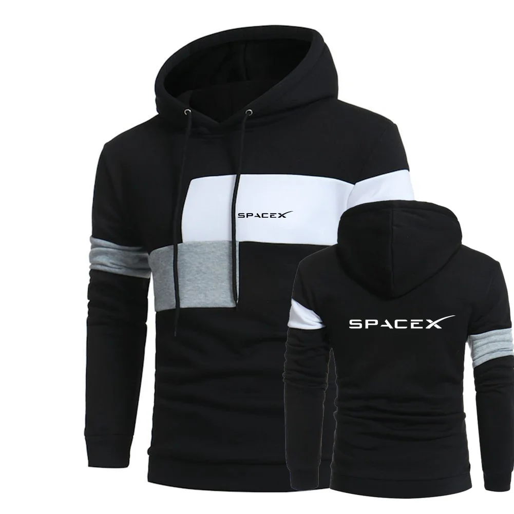 

SpaceX Space X Logo 2024 Men's New Spring Autumn Fashionable Printing Stitching Color Top Fleece Hoodies Casual Sports Clothing