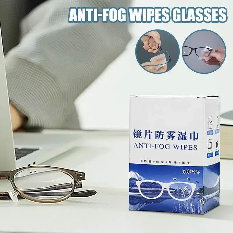 

50Pcs Glasses Cleaner Wet Wipes Disposable Anti Fog Misting Dust Remover Cleaning Lens Wipes Sunglasses Watch Screen Cleaning