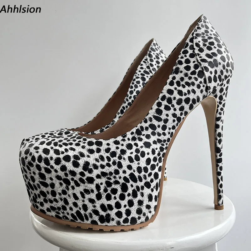 

Ahhlsion Handmade Women Spring Pumps Sexy Stiletto Heels Round Toe Elegant Black Party Shoes Ladies US Plus Size 5-20