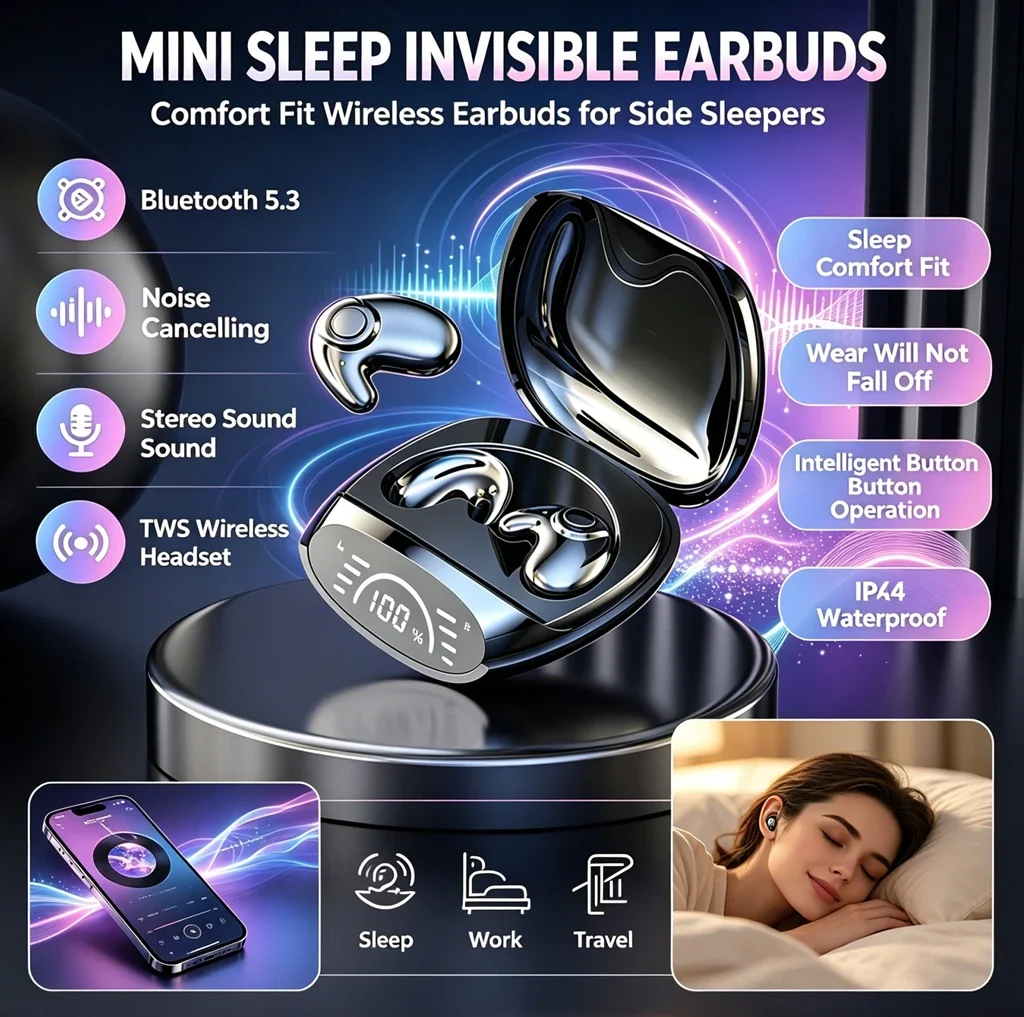Compact Invisible TWS Bluetooth Noise-Cancelling Earbuds with Touch Control