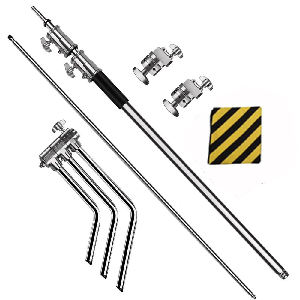 Metal 8.5ft/260cm Adjustable Reflector Stand with 3.5ft/107cm Holding Arm and 2 Pieces Grip Head for Photography Studio light