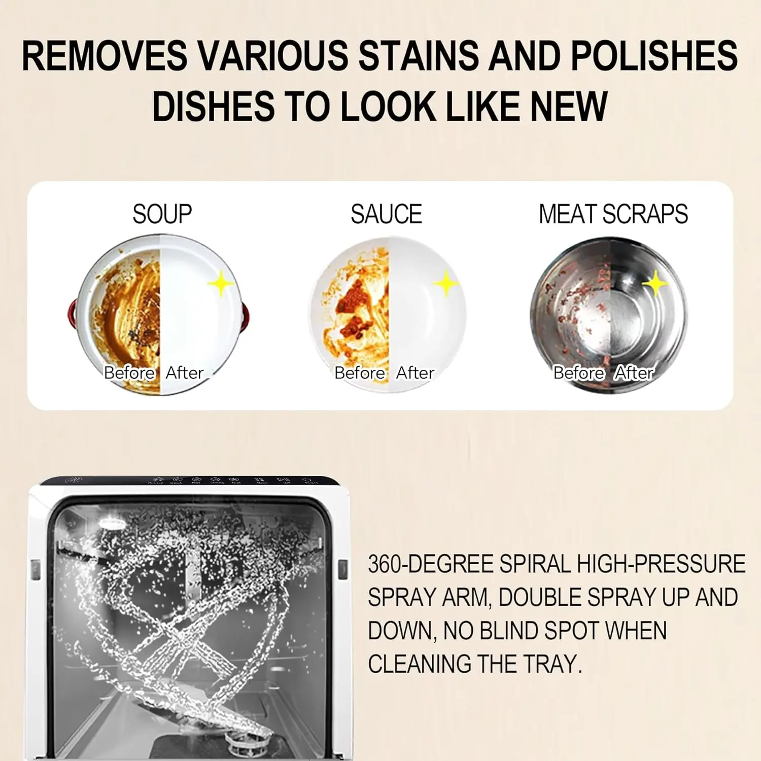 Countertop Dishwasher built-In Water Tank, Dishwasher Countertop For Apartments And Rvs, Compact Dishwasher With Baby C 3