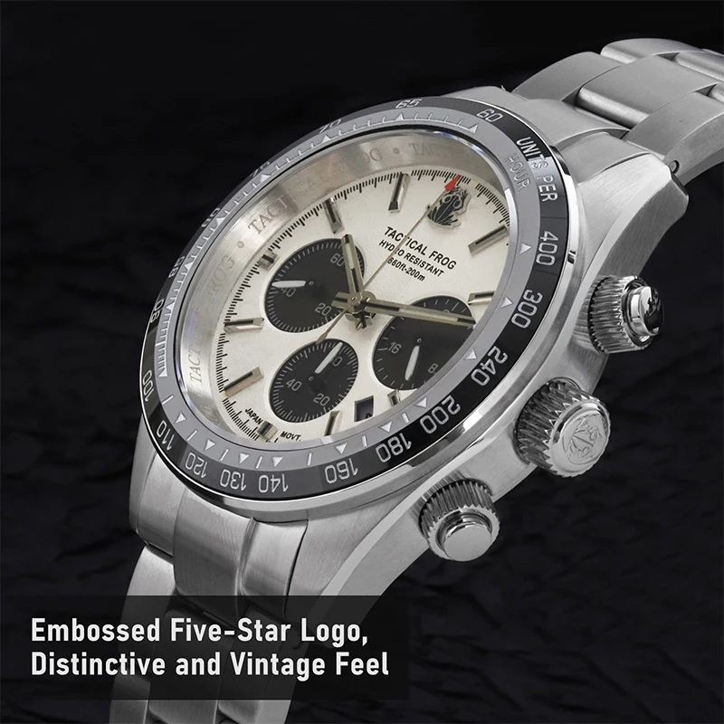 Tactical Frog Watch For Men 41mm Chronograph VS75A Solar Quartz Movement Sapphire C3 Luminous 200M Waterproof Men's Watch 3