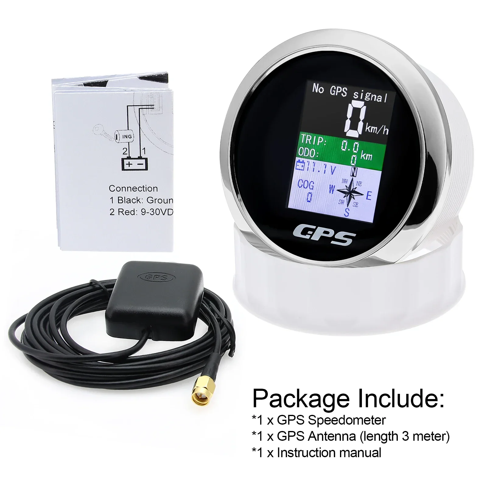 85mm Digital GPS Speedometer Odometer with GPS Antenna TFT Screen Waterproof Voltmeter For 12V Boat Car Motorcycle speed gauges speed meter