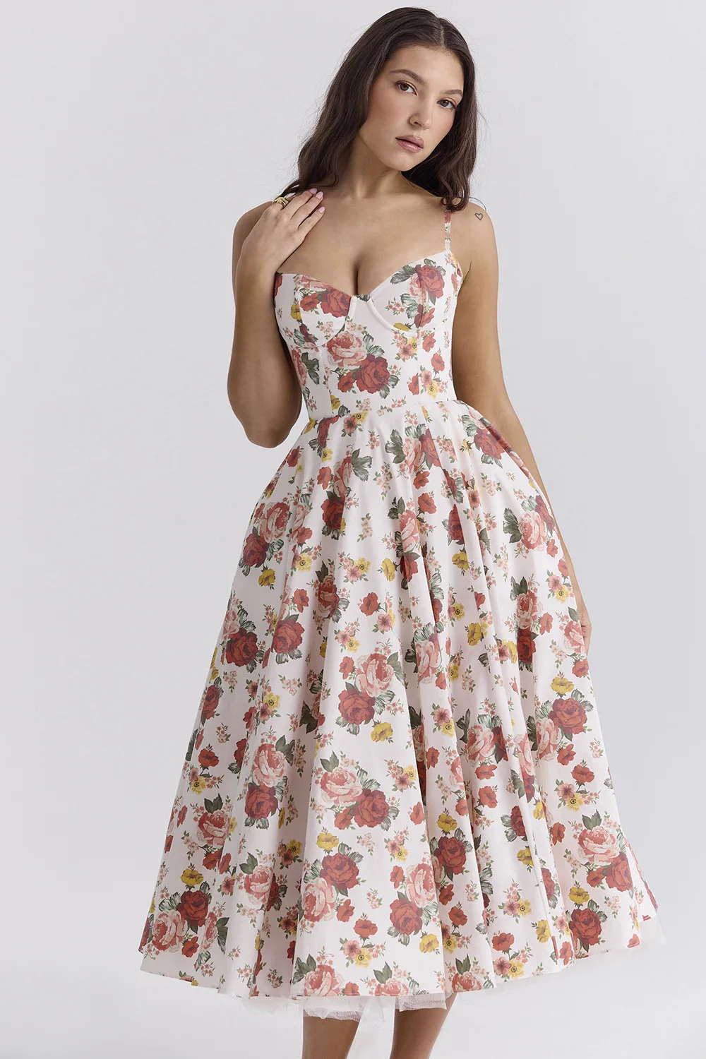 Sexy Suspender Vestidos French High-waisted Solid Color Printed Long Robe Casual Vacation Party Nightclub Business Elegant Dress