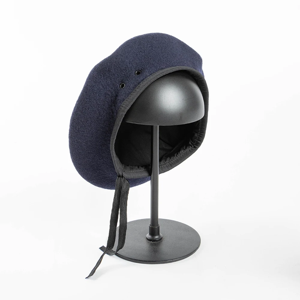 Men Women Unisex Breathable Wool Beret Military Training Camp Guard Soldiers Beret Cap with Adjustable ribbon and eyelet 3