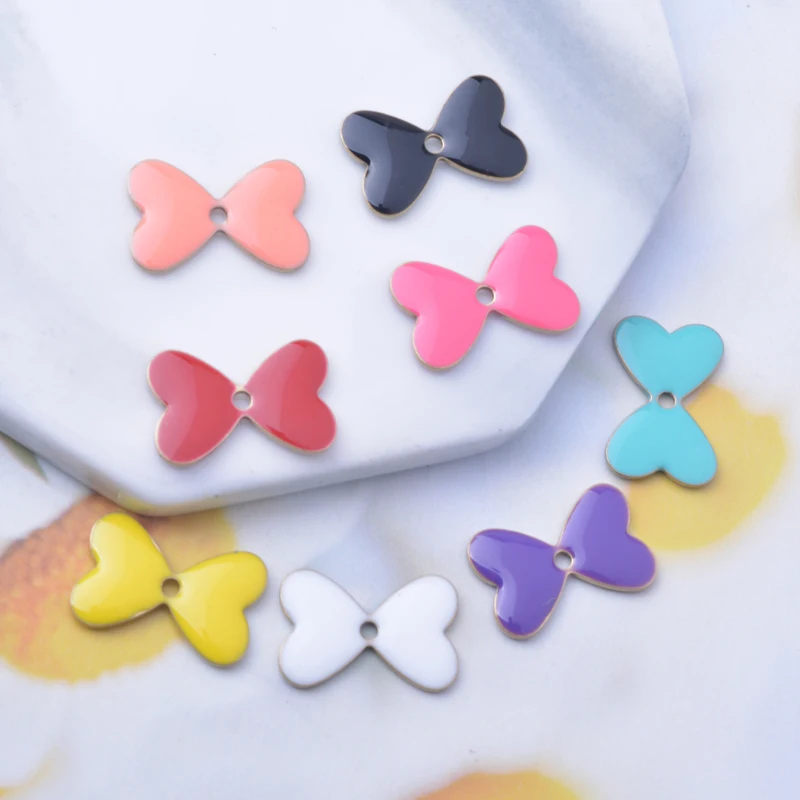 30 Stück Kupfer-Charms mit beidseitiger Emaille, rote Korallen-Anhänger, Verbinder für DIY-Schmuck- und Ohrringherstellung