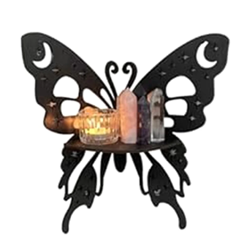 

1 Piece Butterfly Display Shelf, Wood Floating Shelves Black Stylish Corner Shelving Butterfly Corner Shelf