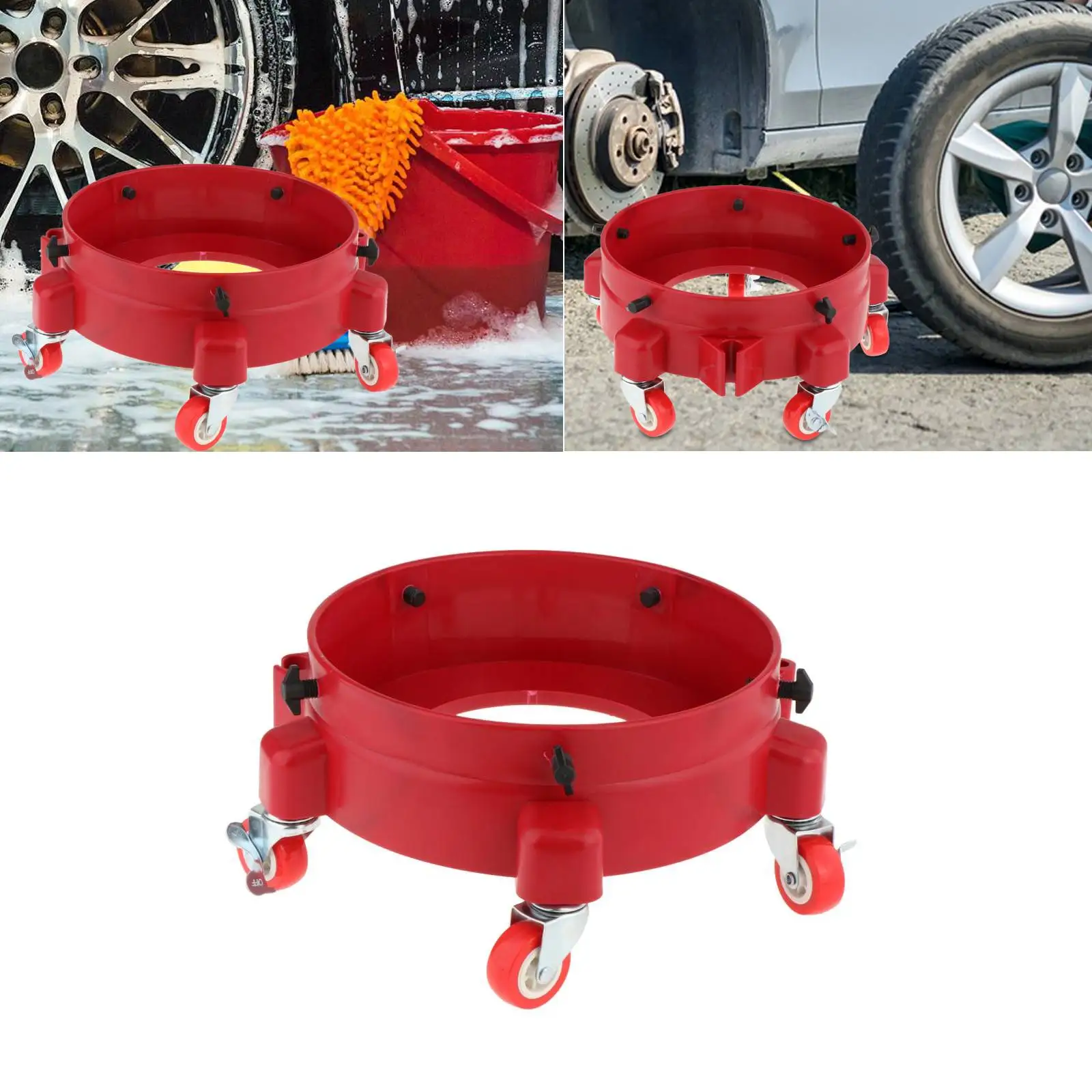 Car Wash Bucket Dolly 5 Rolling Swivel Casters Holder Sturdy Rolling Bucket Dolly Building Workers Car Washing Cleaning