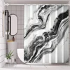 4pcs Black and White Texture Digital Print Polyester Waterproof Shower Curtain Set without Punching for Bathroom Separation 4