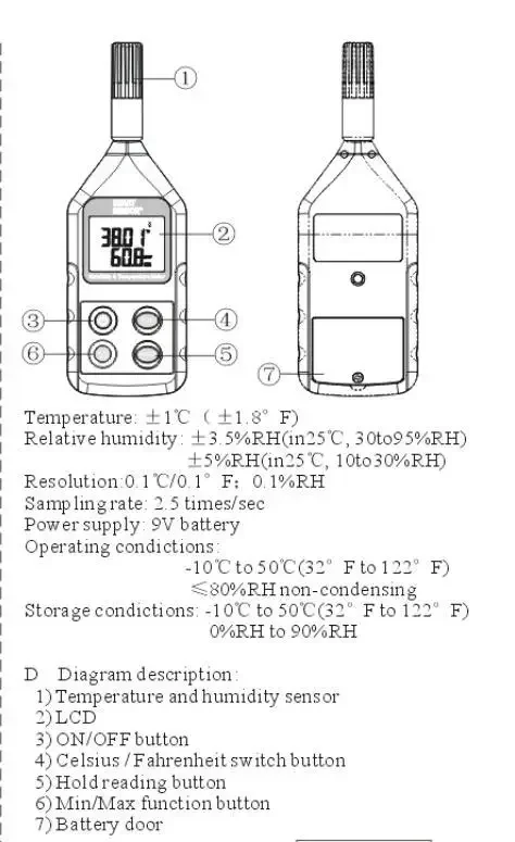 Smart Sensor AR837 Digital Temperature & Humidity Meter | LCD Thermometer Hygrometer High Accuracy Indoor Tester detail image 4