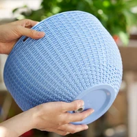European Style Honeycomb Pattern Imitation Rattan Hanging Hanging Plastic Flower Pot Hanging Pot Indoor Hanging Basket 4