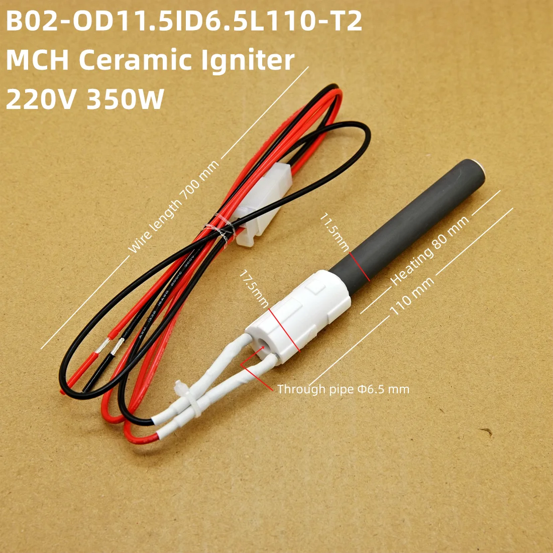 220V 350W Ceramic Igniter Pellet Barbecue Stove Heating Furnace Ignition Rod Internal and External Insulation