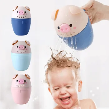 2025 Strumento da bagno per bambini Cartoon Pig Cuffie da bagno per bambini Cute Toddle Shampoo Cup Bambini Costume da bagno Bailer Baby Shower Cucchiai Lavaggio dei capelli 1