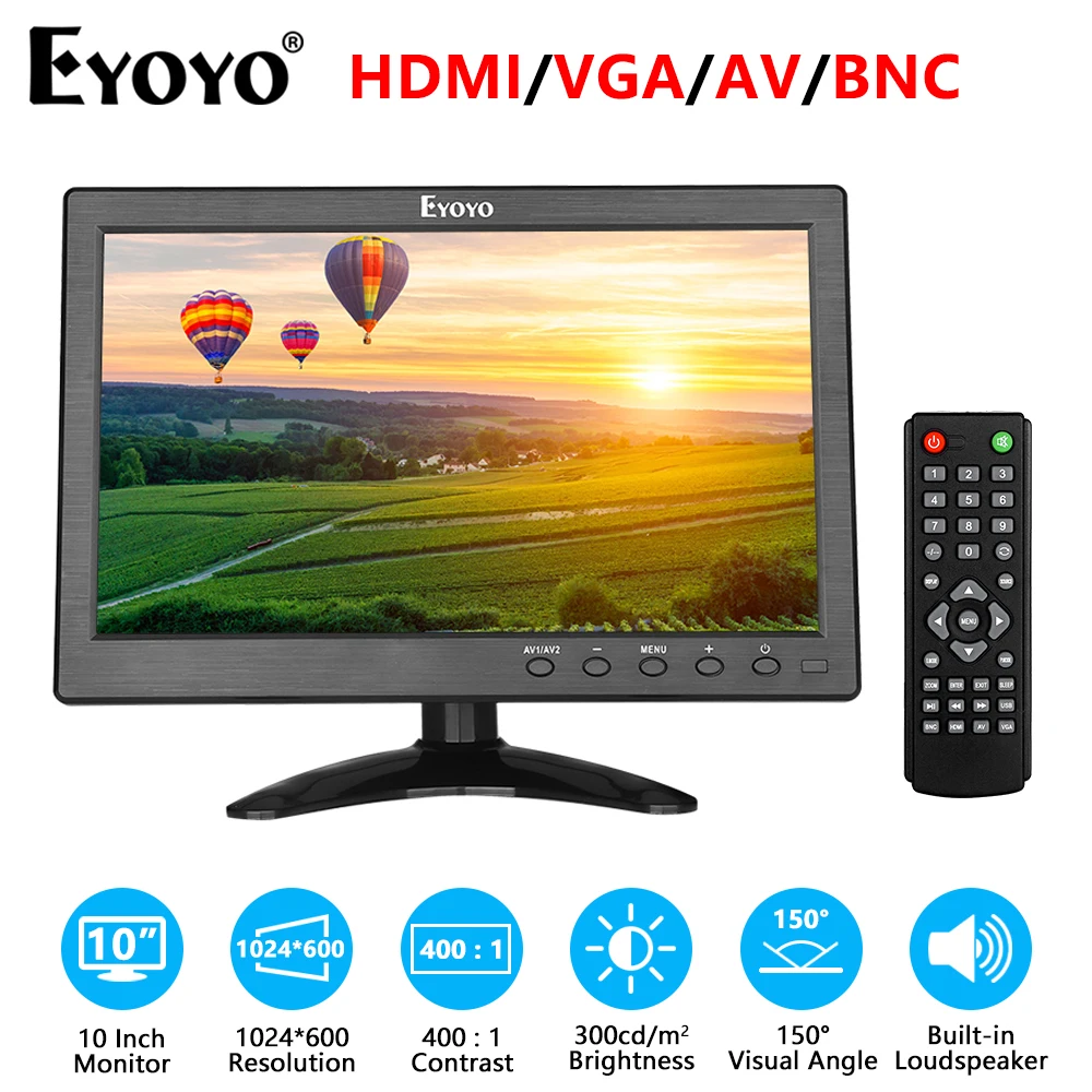 いたしませ Eyoyo 10 Inch Monitor 1024x600 Small Display HD TFT LCD Display