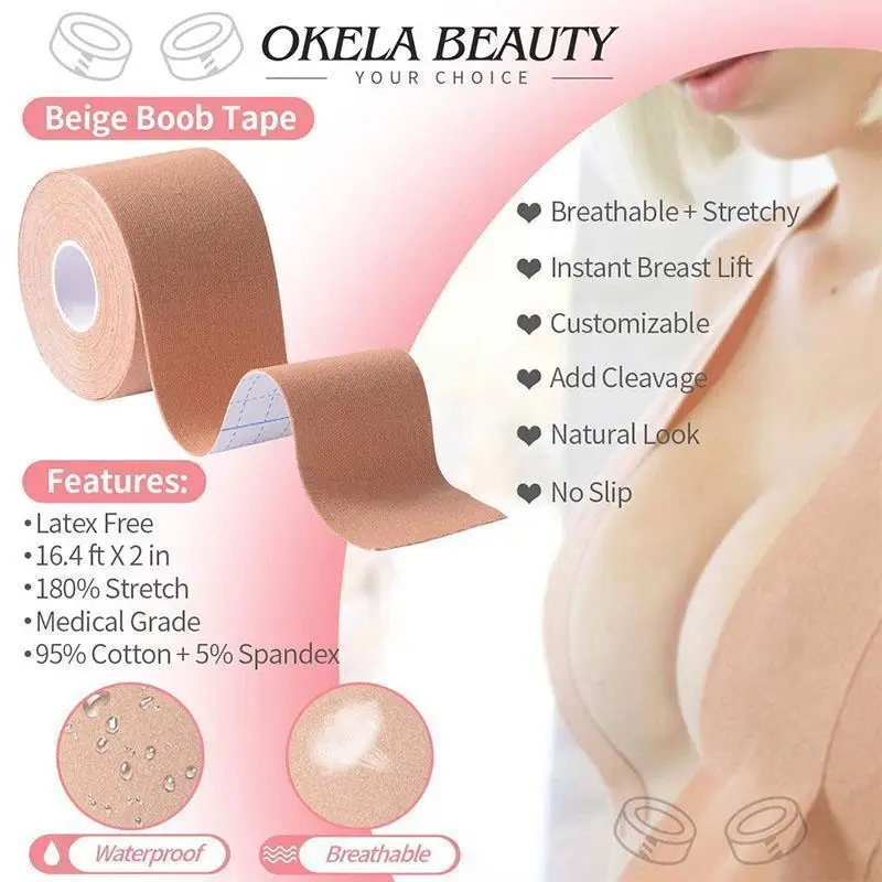 7.5cmx5m Boob Tape, Nipple Tape, Waterproof Breast Lift Tape