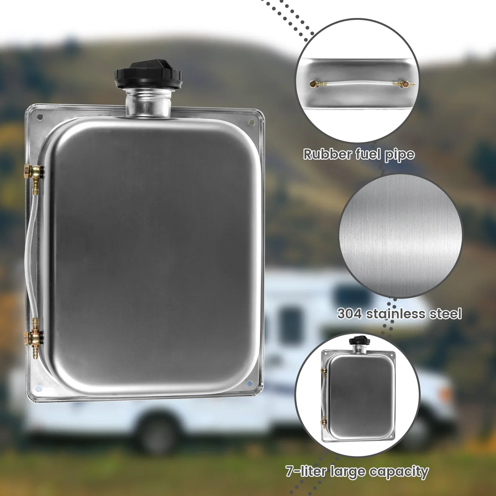 Car Oil Carrying Tank Stainless Steel 7L Capacity Diesel Heater Fuel Tank Thickened Safe Carrying Fuel Accessories For Car
