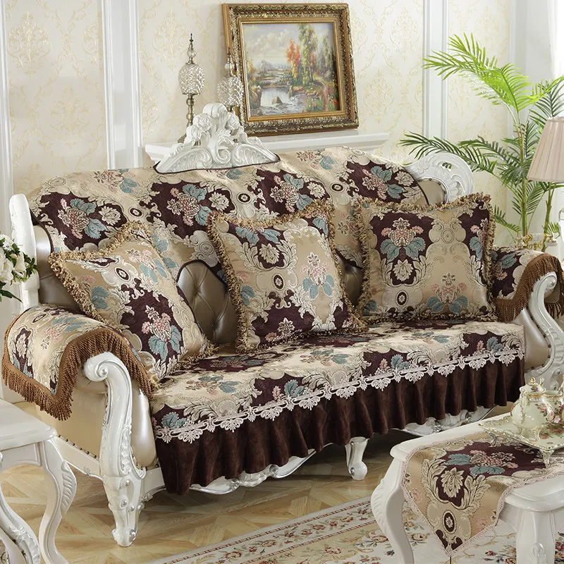 EuropeanRetroChenilleLaceCoversforSofas1234SeaterFloral
