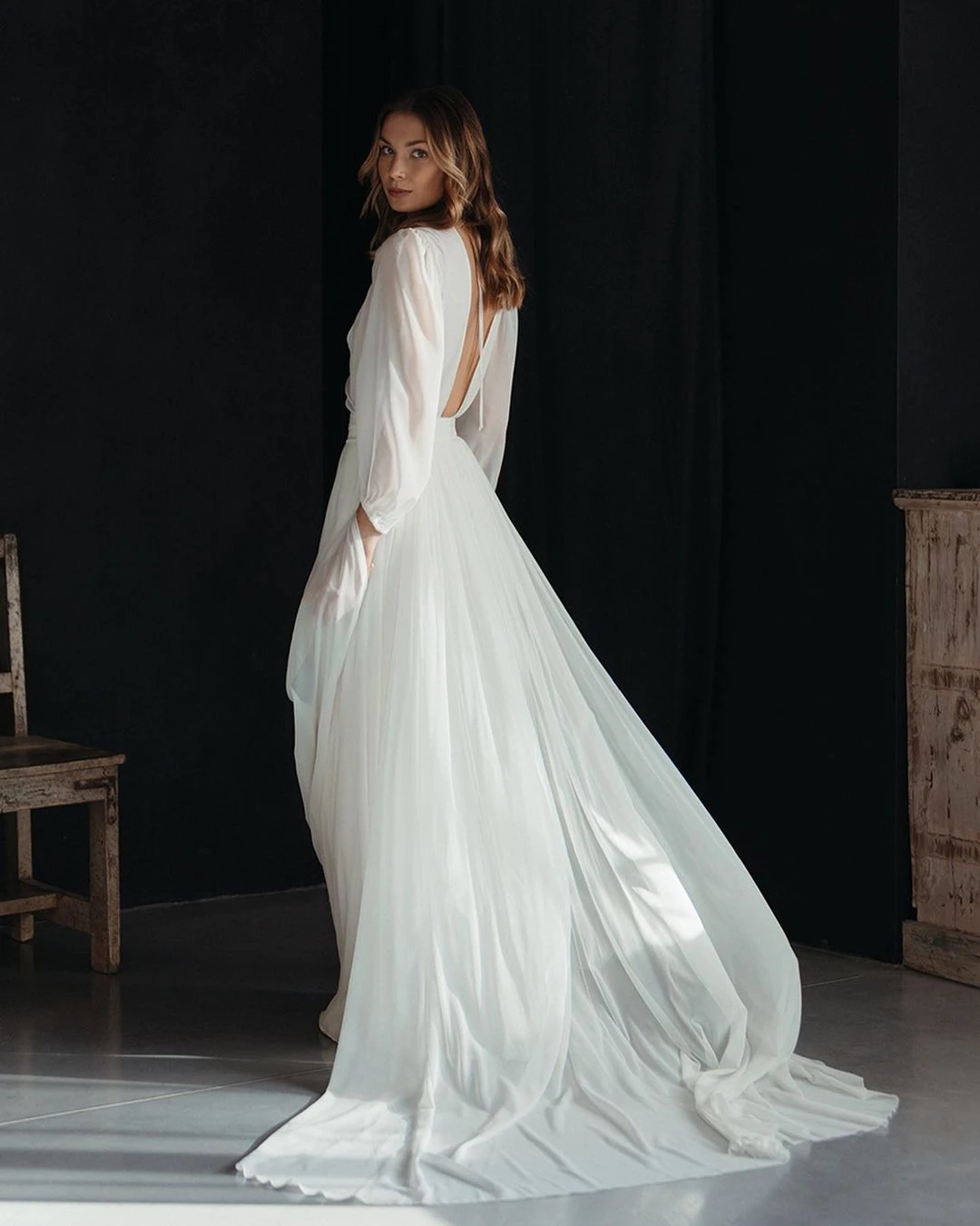 New Arrive Elegant Women Sleepwear With Lace V-Neck Chiffon Nightgown Long-sleeves Floor-Length Pajamas Luxury Gowns Nightwear