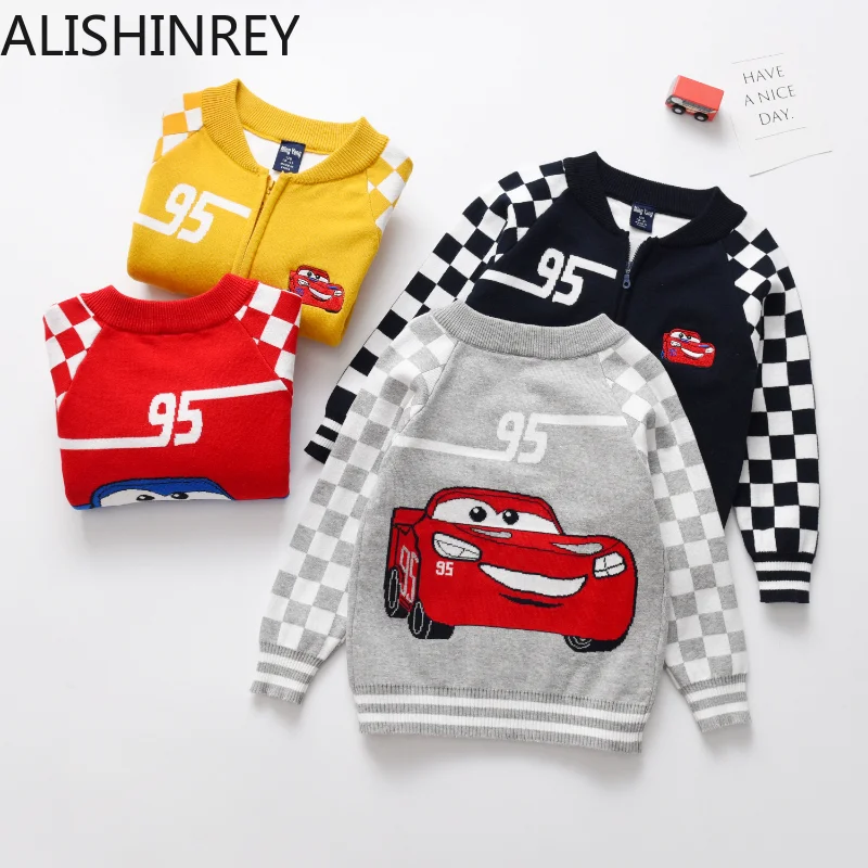 

2023 Autumn Winter New Children Clothing Knitted Coat Kids Boys Cardigan Sweater Cartoon Car Zipper Toddler Clothes 1-7y