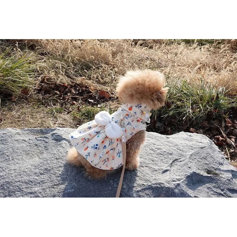 Sweet Princess Dress With White Bow For Dog