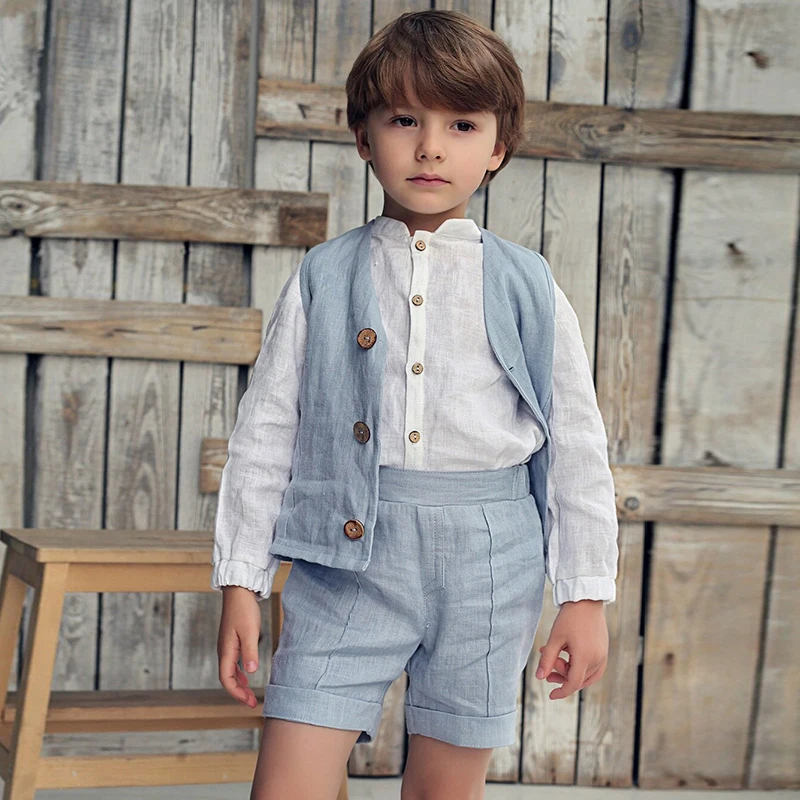 Vintage Cotton And Linen Boys Shirt Spring New Children
