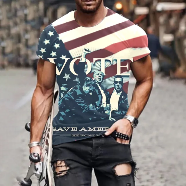 July 13, 2024 Donald · Trump Shooting, Raise Your Fist, Picture Never Surrender, United States Flag, Trump Supporters, 3D T-Shir 3