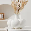 Pumpkin Ceramic Vase White Garlic Flower Vase Abstract Geometric Porcelain Pot Floral Arrangement Accessories Home Decoration 1
