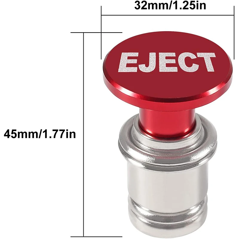 Anodized Aluminum Universal 12-Volt Car Cigarette Lighter EJECT Button Accessory