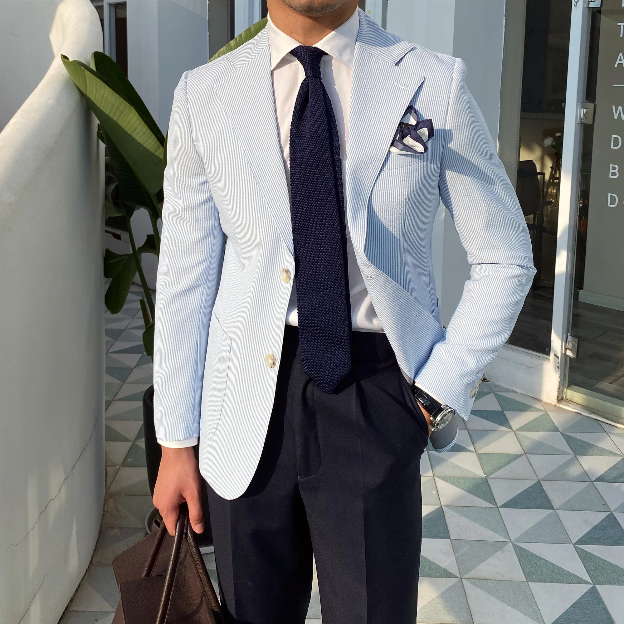 Men slim fit single button suit jacket for party office dress