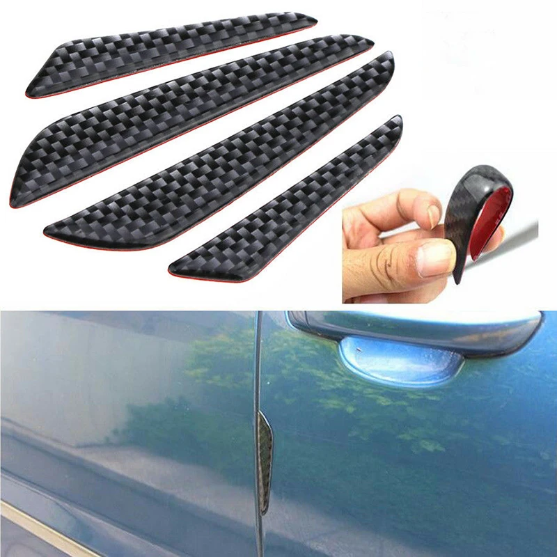Car Door Edge Guard Strip 4x Anti-collision Trim Carbon Fiber Bumper