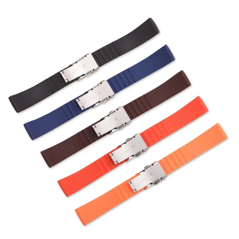 Quick Release Silicone Tire Tread Watch Strap with Stainless Steel Folding Buckle