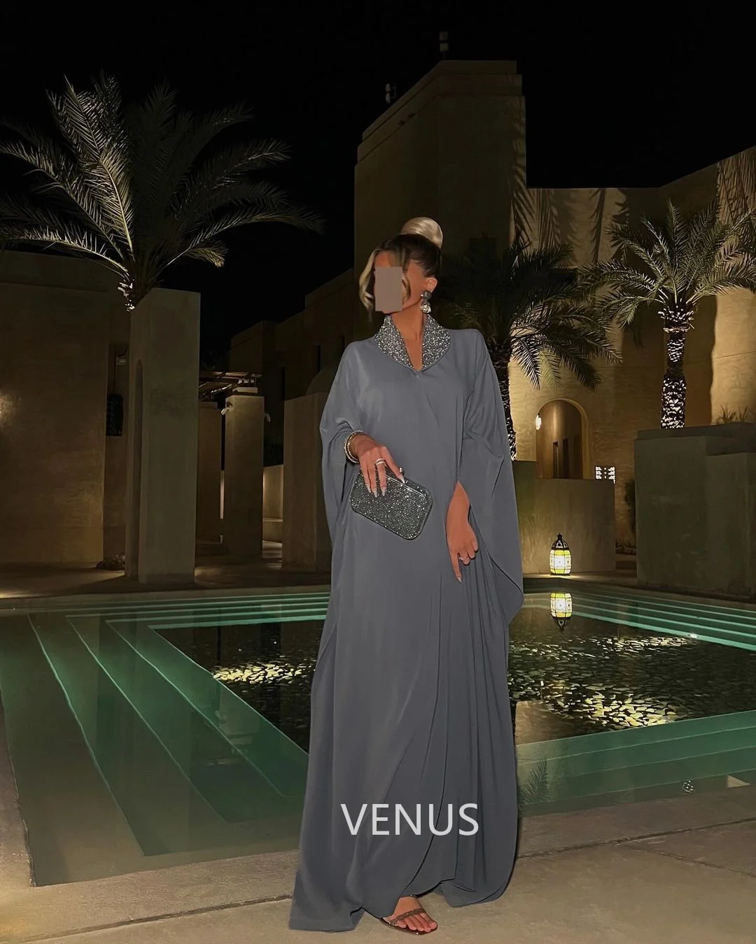 

VENUS Dubai Luxury Evening Dress 2024 Cocktail Dresses For Women V-neck Zipper up Long Sleeves Wedding Party Dress Prom Dress