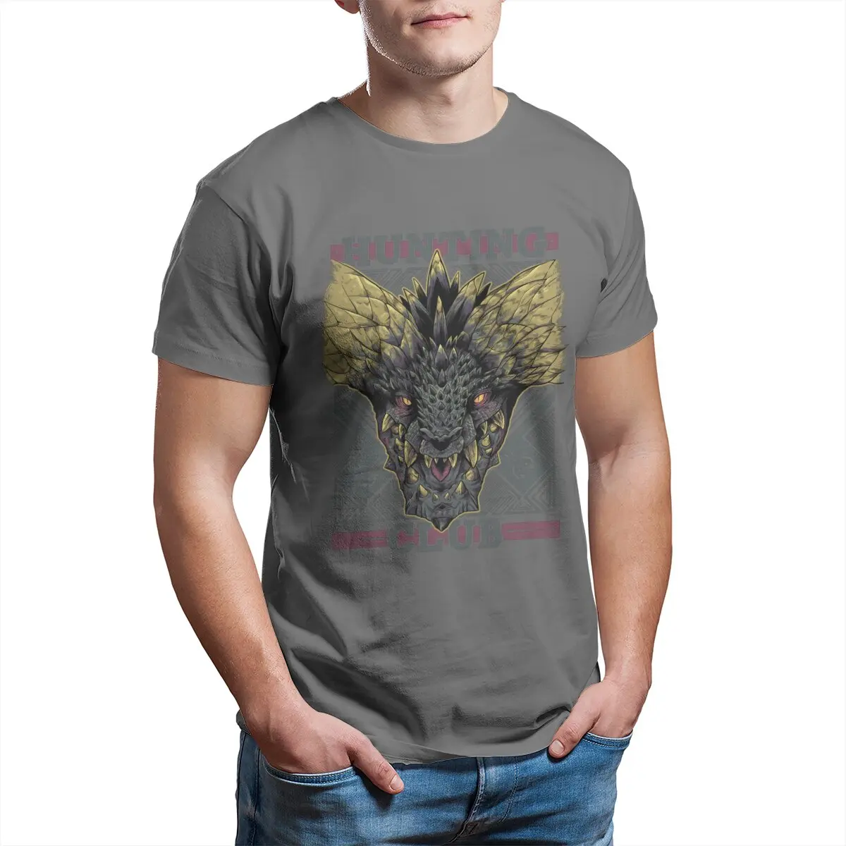 Unisex Hunting Club Nergigante Cotton Leisure T-Shirt – RPG Game Inspired Summer Tee