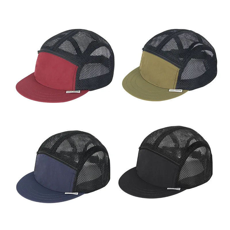 

2023 Fast Dry Short Brim 5 Panel Baseball Caps Women Men Hiphop Snapback Waterproof Breathable Mesh Summer Fitted Hats