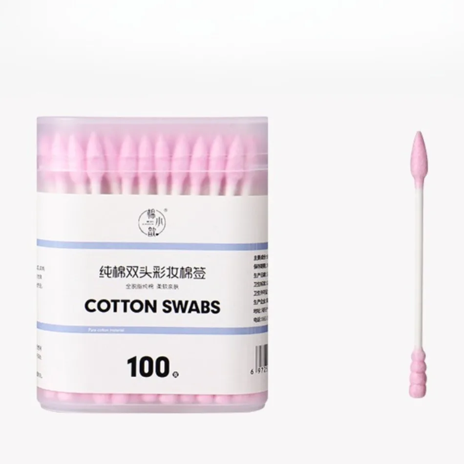Description Picture 6 of item100Pcs Per Box Color Makeup Remover Eyeliner Cleaner Double-ended Spiral Pointed Cotton Swabs