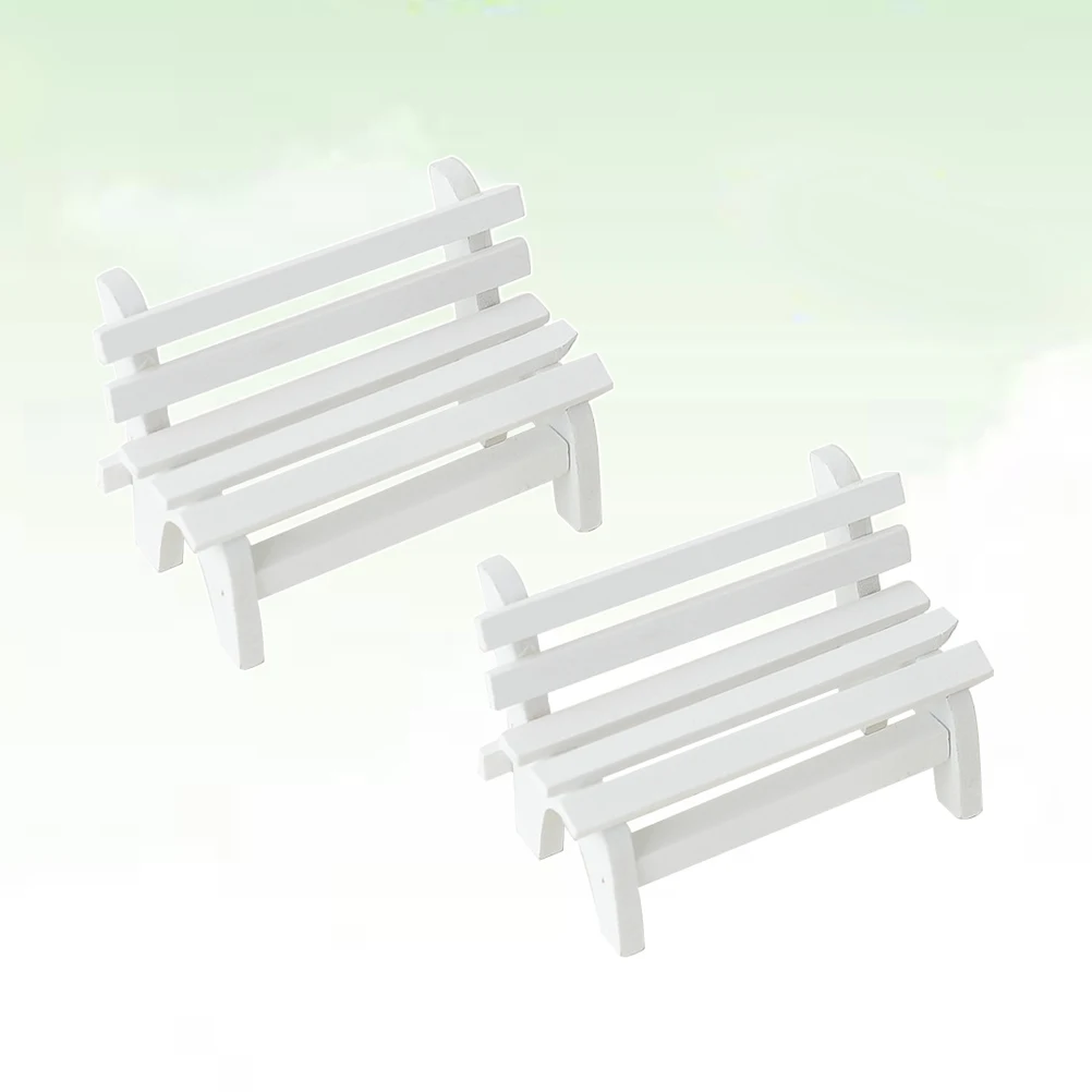 【Wireless】 3 PCS Small Wooden Chair Banc Bench Chairs Garden Model Maniature Mini Decorate Benches.