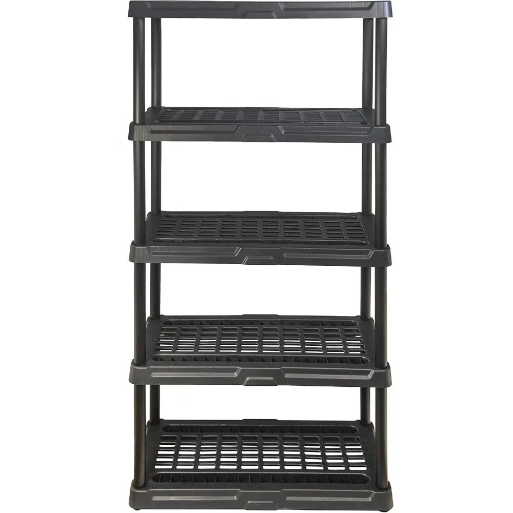 5-Tier Heavy Duty Ventilated Storage Shelf, 150 lbs per Shelf, Plastic Shelving Unit 2